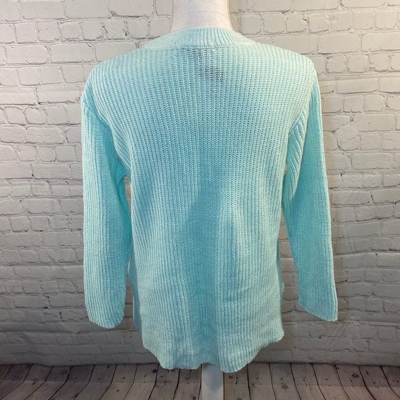 PRIMARK Choker V Neck Sweater Mint Green with High/Low Hem-Small - Picture 3 of 3